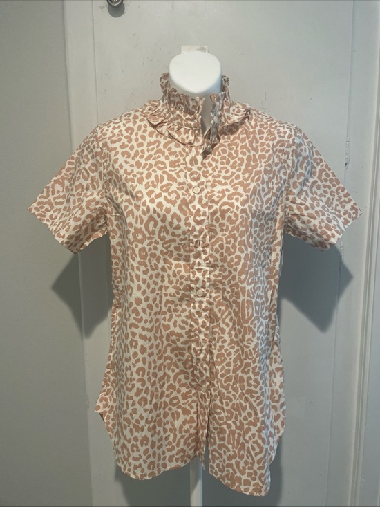 J. Crew Tops - NWOT J. Crew Classic Ruffled  Leopard Print Button-Up Blouse Size S